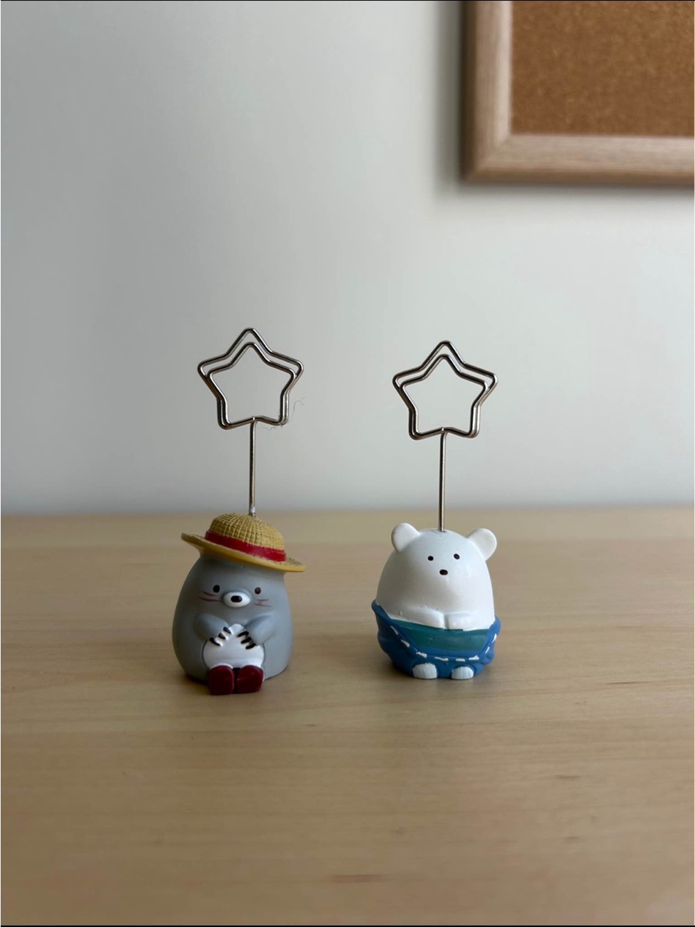Cute Star Clip Bear Photo/Note Holders - Gray and White